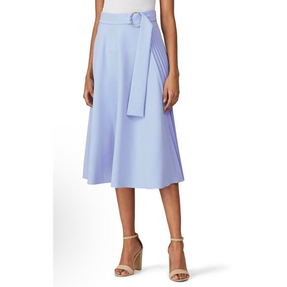 Nissa Belted Flare A Line Pleated Midi Dress Size 4 Light Blue - Picture 1 of 11